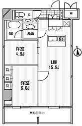 アーデン芝公園 2LDKの間取図画像