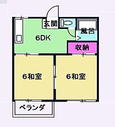 コート室ノ木 2DKの間取図画像