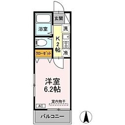 ウイング矢川 1階1Kの間取り