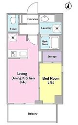グラース洗足池 1LDKの間取図画像
