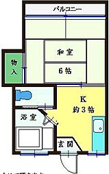 第一祥栄荘 1階1Kの間取り