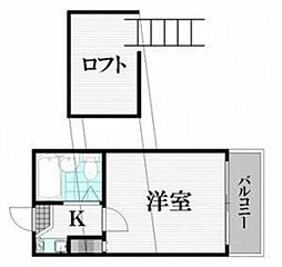 サンハイツ3 1Kの間取図画像