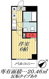 JR総武線 本八幡駅 徒歩3分の賃貸マンション 6階1Kの間取り