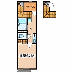 カサ・ボニータ下小松 2階1Kの間取り