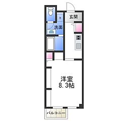 エヌエム・キャラント 1Kの間取図画像