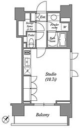 ラサンテ千駄木 6階ワンルームの間取り