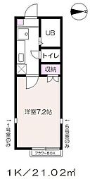 マスターピース 2階1Kの間取り