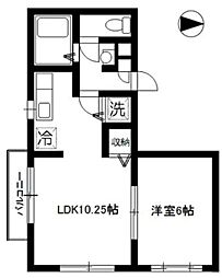 フレア・プランドールB棟 1LDKの間取図画像