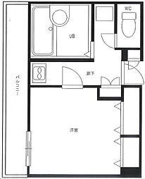 プレール東麻布 1Kの間取図画像