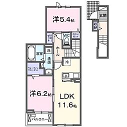 シャンティ長沢 2LDKの間取図画像