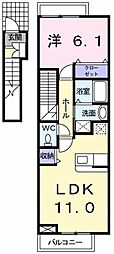 アルバ・ソーレB 1LDKの間取図画像