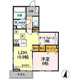ローレルハイム 1階1SLDKの間取り