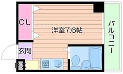 阪急千里線 豊津駅 徒歩10分の賃貸マンション 2階ワンルームの間取り