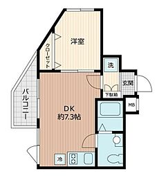 Ｂｅｖｅｒｌｙ　Ｈｏｍｅｓ　下赤塚 4階1DKの間取り