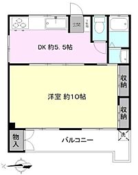 青木グリーンハイツ 1DKの間取図画像