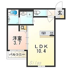 CRASTINE今福南2丁目 1LDKの間取図画像