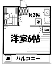 神尾ハイツ 2階1Kの間取り
