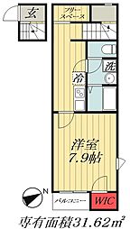JR総武線 船橋駅 徒歩14分の賃貸アパート 2階1Kの間取り