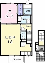 ミルト・ラフレシール 2階1LDKの間取り