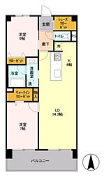 ロイヤルパークス梅島 2LDKの間取図画像