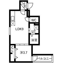 プレミア大日 1LDKの間取図画像