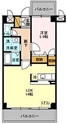 ヴェールフォート 1階1LDKの間取り