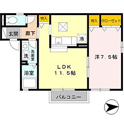 エクセレント　ステージ 1階1LDKの間取り