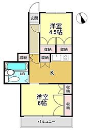 コアクレスト北越谷2 2Kの間取図画像