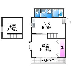 LEO 2DKの間取図画像