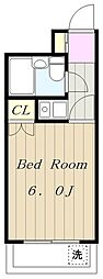 グロリア向ヶ丘 6階1Kの間取り