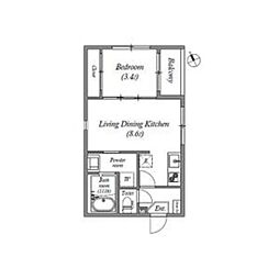 ハーモニーテラス安立IV 2階1LDKの間取り