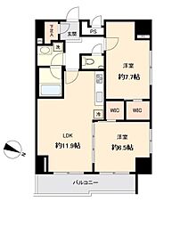 仙台市営南北線 勾当台公園駅 徒歩8分の賃貸マンション 14階2LDKの間取り