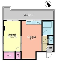鈴木荘 2階1DKの間取り