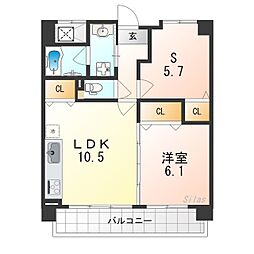 京阪本線 出町柳駅 徒歩7分の賃貸マンション 2階1SLDKの間取り