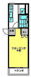 玉川パールメゾン 1Kの間取図画像