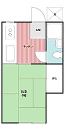 野島ハウス 1Kの間取図画像