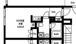王子本町2丁目北棟 1階ワンルームの間取り