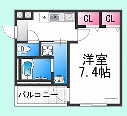 フジパレス三国ヶ丘1番館 1Kの間取図画像