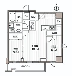 シーズンフラッツ両国サウス 2LDKの間取図画像