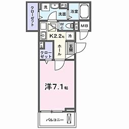 JADA House桜井 1Kの間取図画像