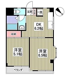 第一登美ビル 2DKの間取図画像