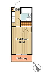 京王相模原線 南大沢駅 バス10分 南陽台下車 徒歩2分の賃貸アパート 1階1Kの間取り