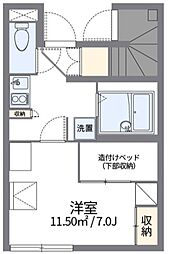 レオパレスのぼり川 1階1Kの間取り