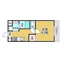 千葉・住吉 1Kの間取図画像