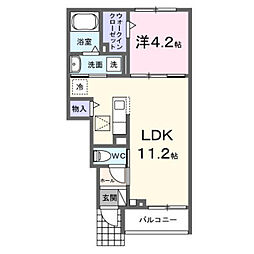 サニーコート I 1階1LDKの間取り