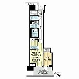 プラウドシティ武蔵浦和ステーションアリーナ 18階1LDKの間取り