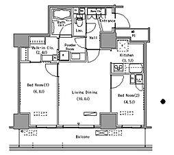 パークアクシス豊洲 6階2LDKの間取り