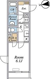 リブリ・三園 1Kの間取図画像