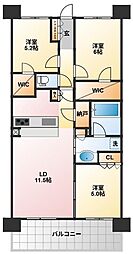 シティテラス国立 5階3LDKの間取り