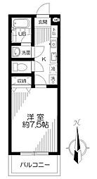 フローラ シオン 2階1Kの間取り